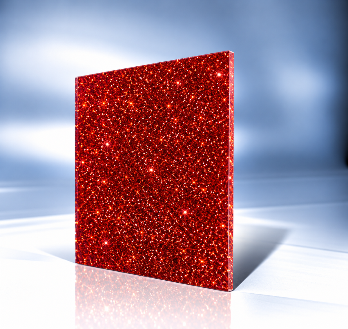Red Double Sided Glitter Acrylic Sheet
