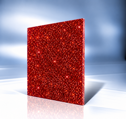 Red Double Sided Glitter Acrylic Sheet