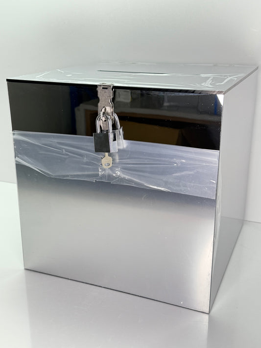 Silver Mirror Acrylic Wishing Well – Heavy Duty (300mm x 300mm x 300mm)