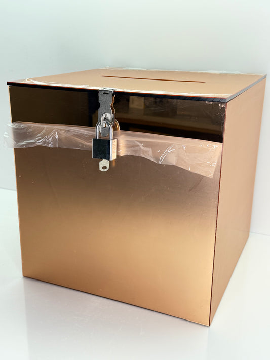 Rose Gold Mirror Acrylic Wishing Well – Heavy Duty (300mm x 300mm x 300mm)