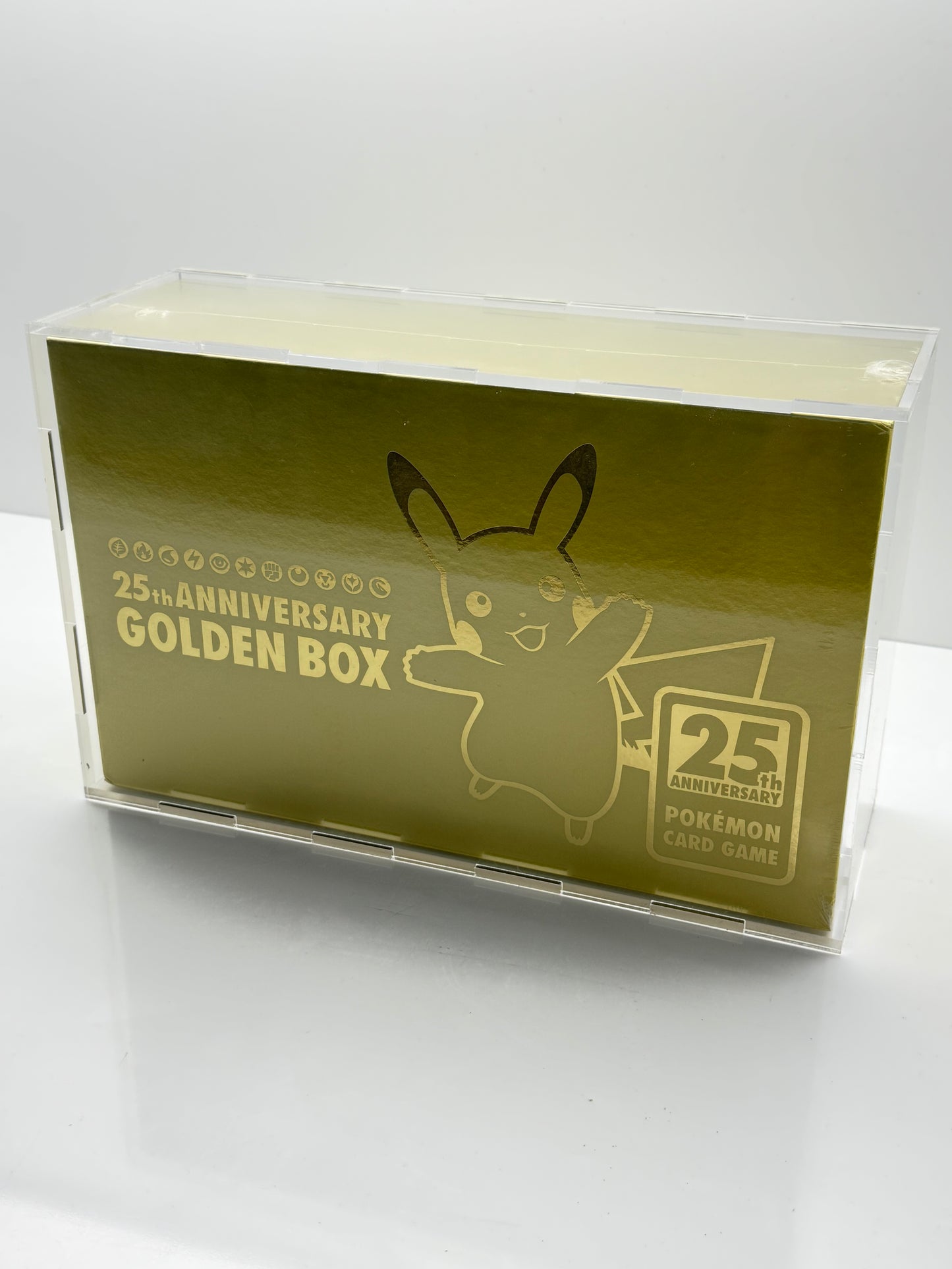 Pokémon Acrylic Japanese 25th Anniversary Golden Display Case Box